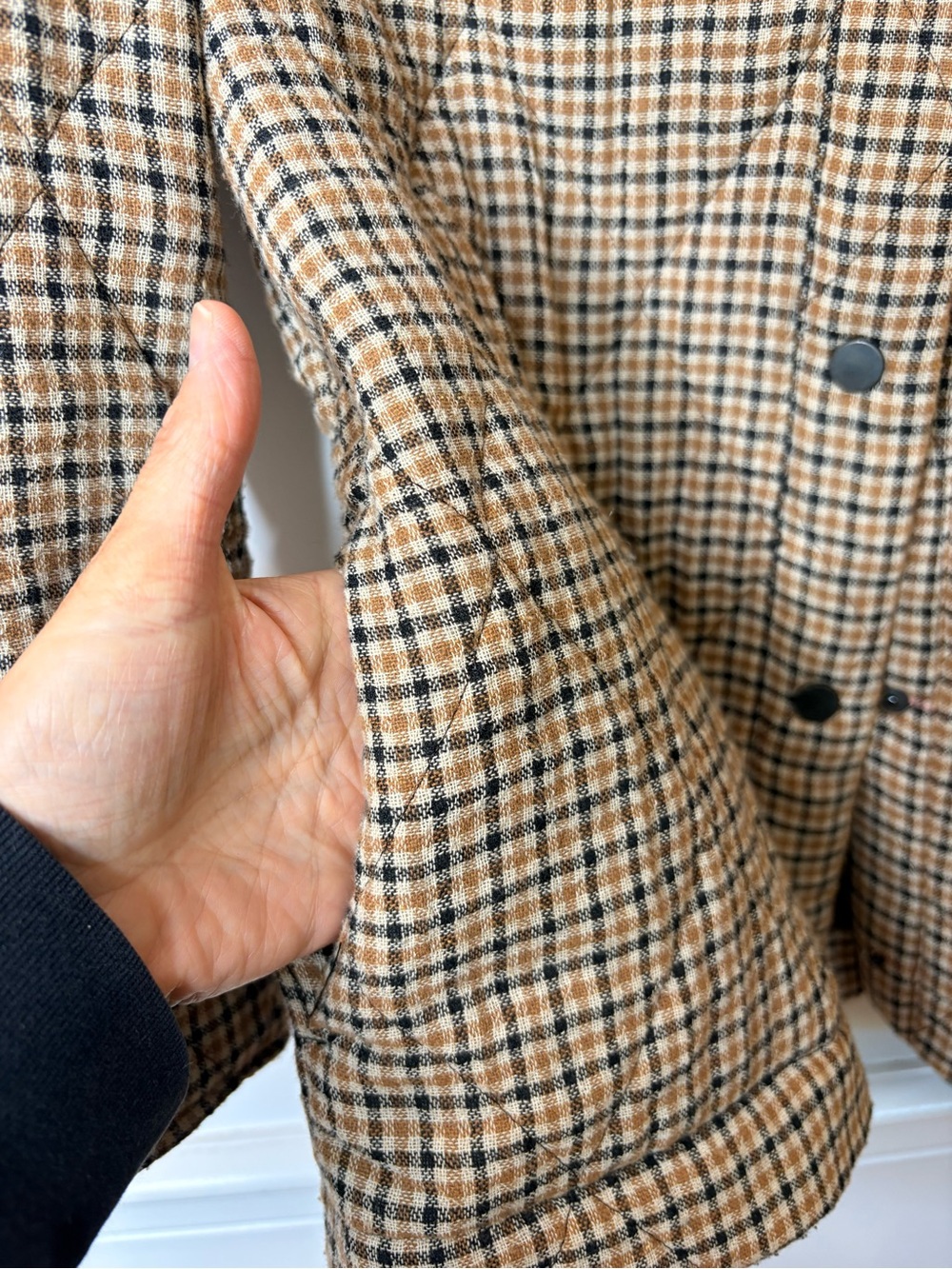 Zara Brown Plaid Quilted farm girl with Corduroy Collar - Picture 6 of 16